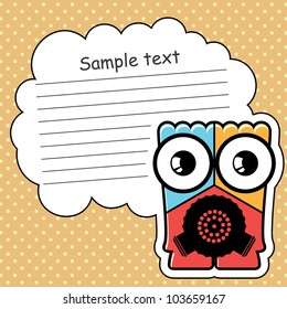 Cartoon monster with message cloud