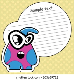 Cartoon monster with message cloud