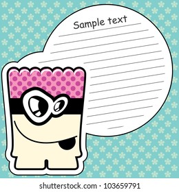 Cartoon monster with message cloud