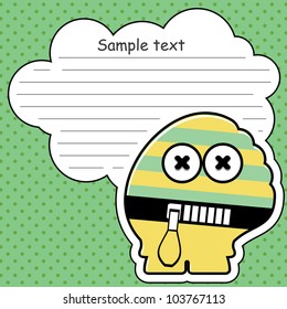 Cartoon monster with message cloud