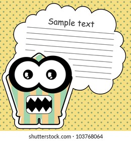 Cartoon monster with message cloud