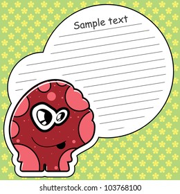 Cartoon monster with message cloud