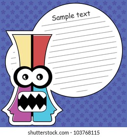 Cartoon monster with message cloud