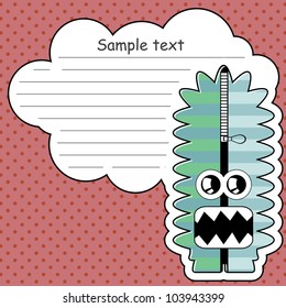 Cartoon monster with message cloud