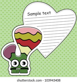 Cartoon monster with message cloud