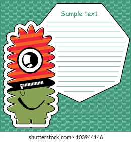 Cartoon monster with message cloud