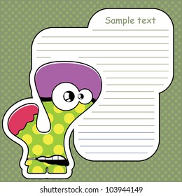 Cartoon monster with message cloud