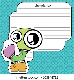 Cartoon monster with message cloud