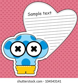 Cartoon monster with message cloud