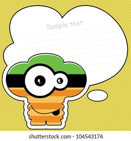 Cartoon monster with message cloud