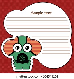 Cartoon monster with message cloud