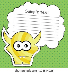 Cartoon monster with message cloud