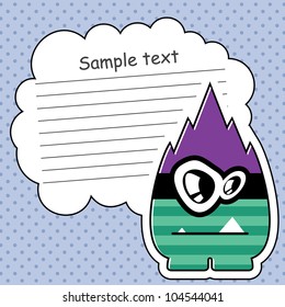 Cartoon monster with message cloud
