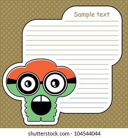 Cartoon monster with message cloud