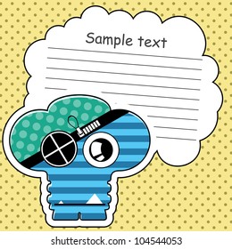 Cartoon monster with message cloud