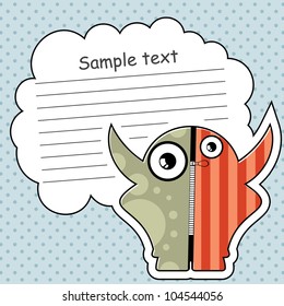 Cartoon monster with message cloud