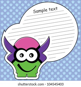 Cartoon monster with message cloud