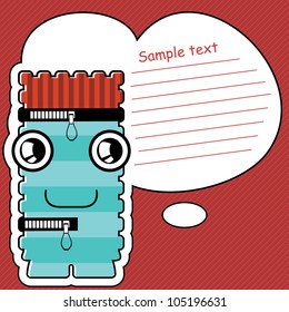 Cartoon monster with message cloud