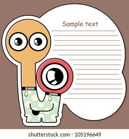 Cartoon monster with message cloud