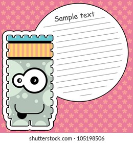 Cartoon monster with message cloud