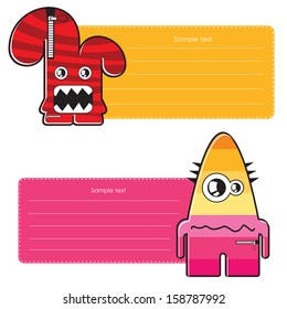 Cartoon monster with message cloud