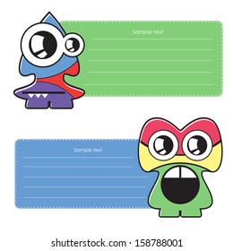 Cartoon monster with message cloud