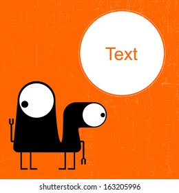 Cartoon monster with message cloud