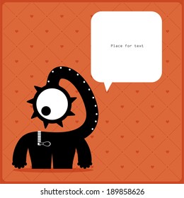 Cartoon monster with message cloud