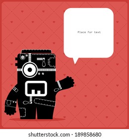Cartoon monster with message cloud