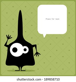 Cartoon monster with message cloud