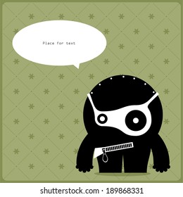 Cartoon monster with message cloud