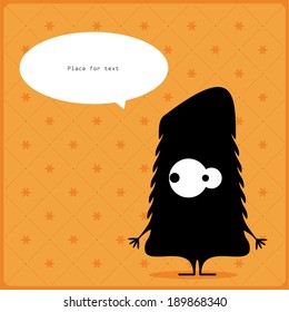Cartoon monster with message cloud