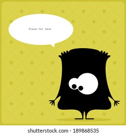 Cartoon monster with message cloud
