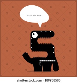 Cartoon monster with message cloud