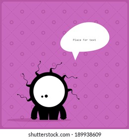 Cartoon monster with message cloud