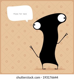 Cartoon monster with message cloud