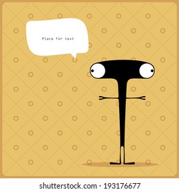 Cartoon monster with message cloud