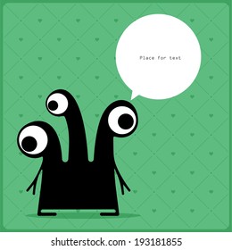Cartoon monster with message cloud