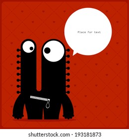 Cartoon monster with message cloud
