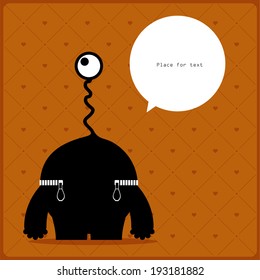 Cartoon monster with message cloud