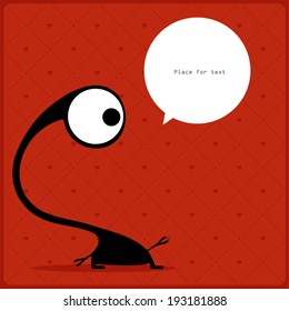 Cartoon monster with message cloud