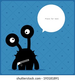 Cartoon monster with message cloud