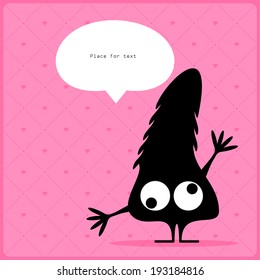 Cartoon monster with message cloud
