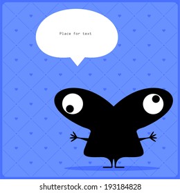 Cartoon monster with message cloud