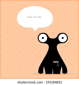 Cartoon monster with message cloud
