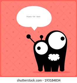 Cartoon monster with message cloud