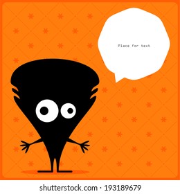 Cartoon monster with message cloud