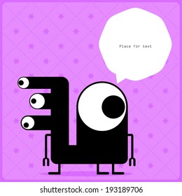 Cartoon monster with message cloud