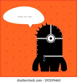 Cartoon monster with message cloud