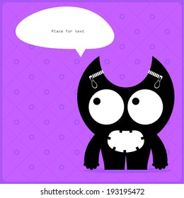 Cartoon monster with message cloud
